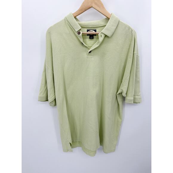 Tommy Bahama Shirt Men LARGE Green Short Sleeve Collared 100% Cotton Polo - Picture 1 of 9